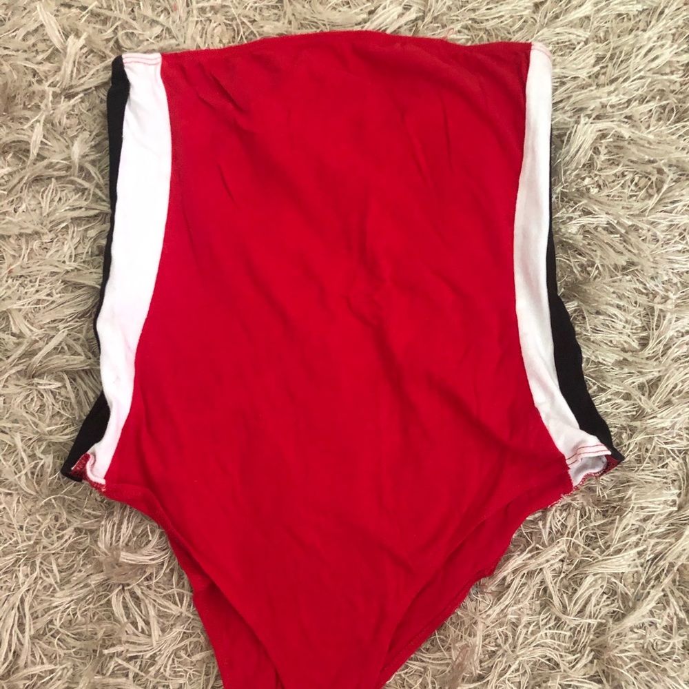 Charlotte Russe Red Striped Body Suit